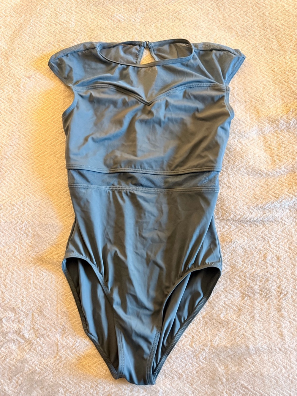 Balera Slate Blue Mesh Cutout Dance Leotard Size SA Adult Small